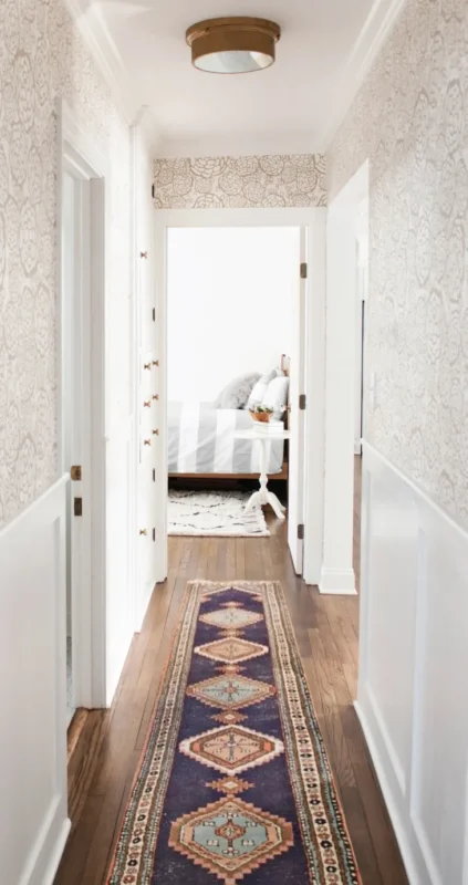 How to Decorate a Hallway: Wallpaper and Board and Batten