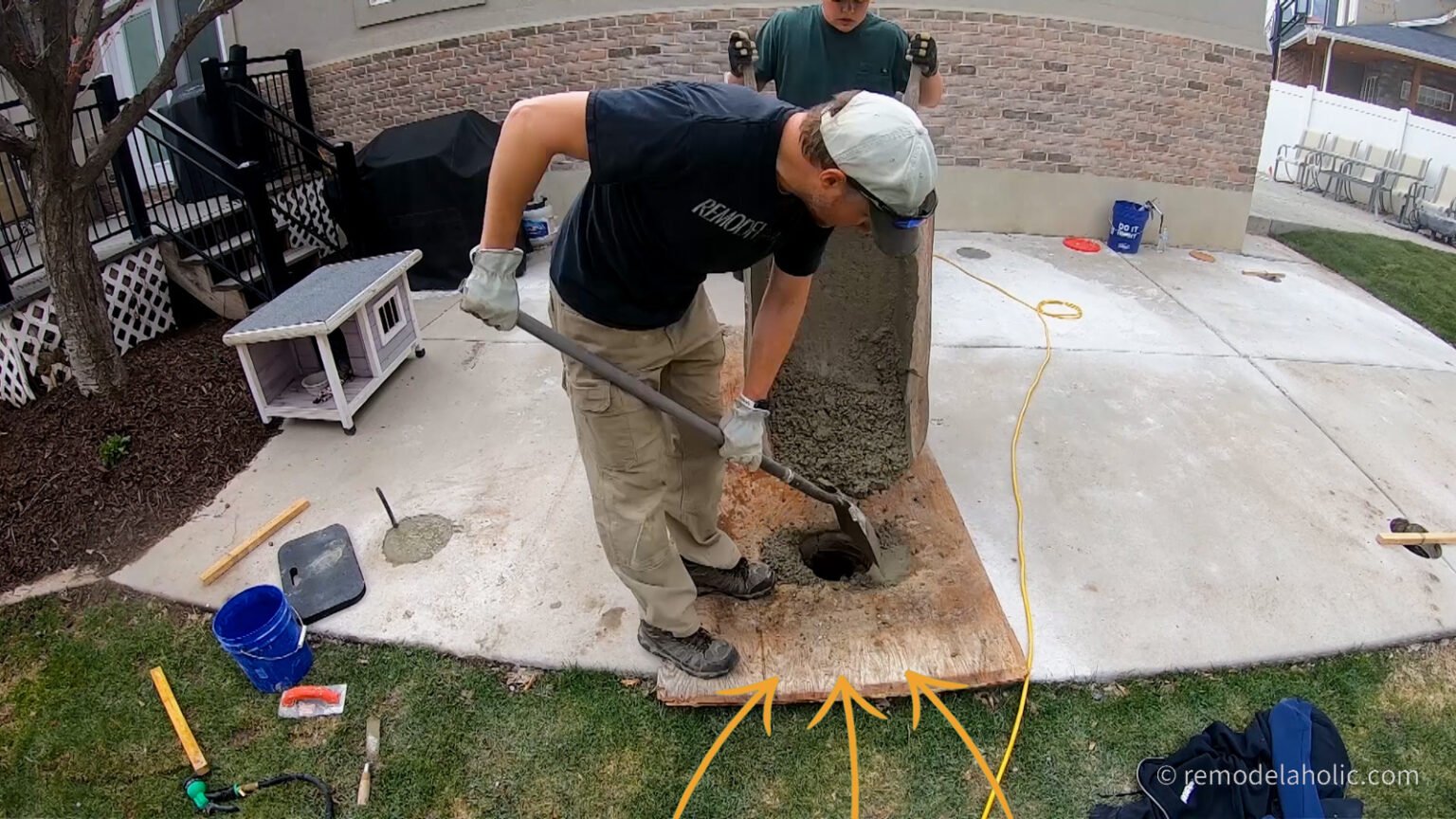 How To Pour Concrete Footings Under an Existing Concrete Patio Remodelaholic