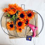 DIY Sunflower Dollar Store Pumpkin Wreath, Remodelaholic (2)