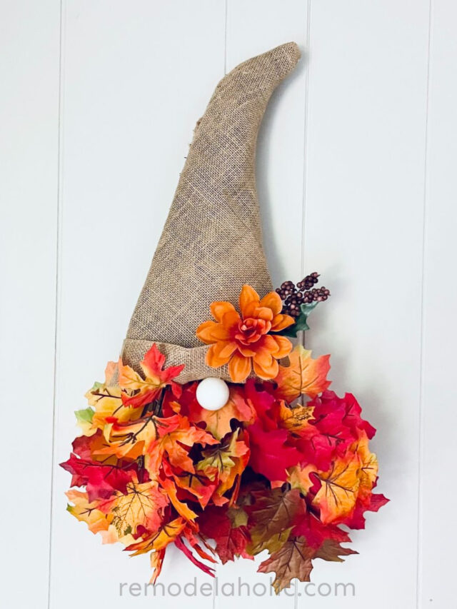 Dollar Tree Fall Gnome Wreath Craft, Remodelaholic