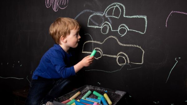 Girl Drawing Chalkboard