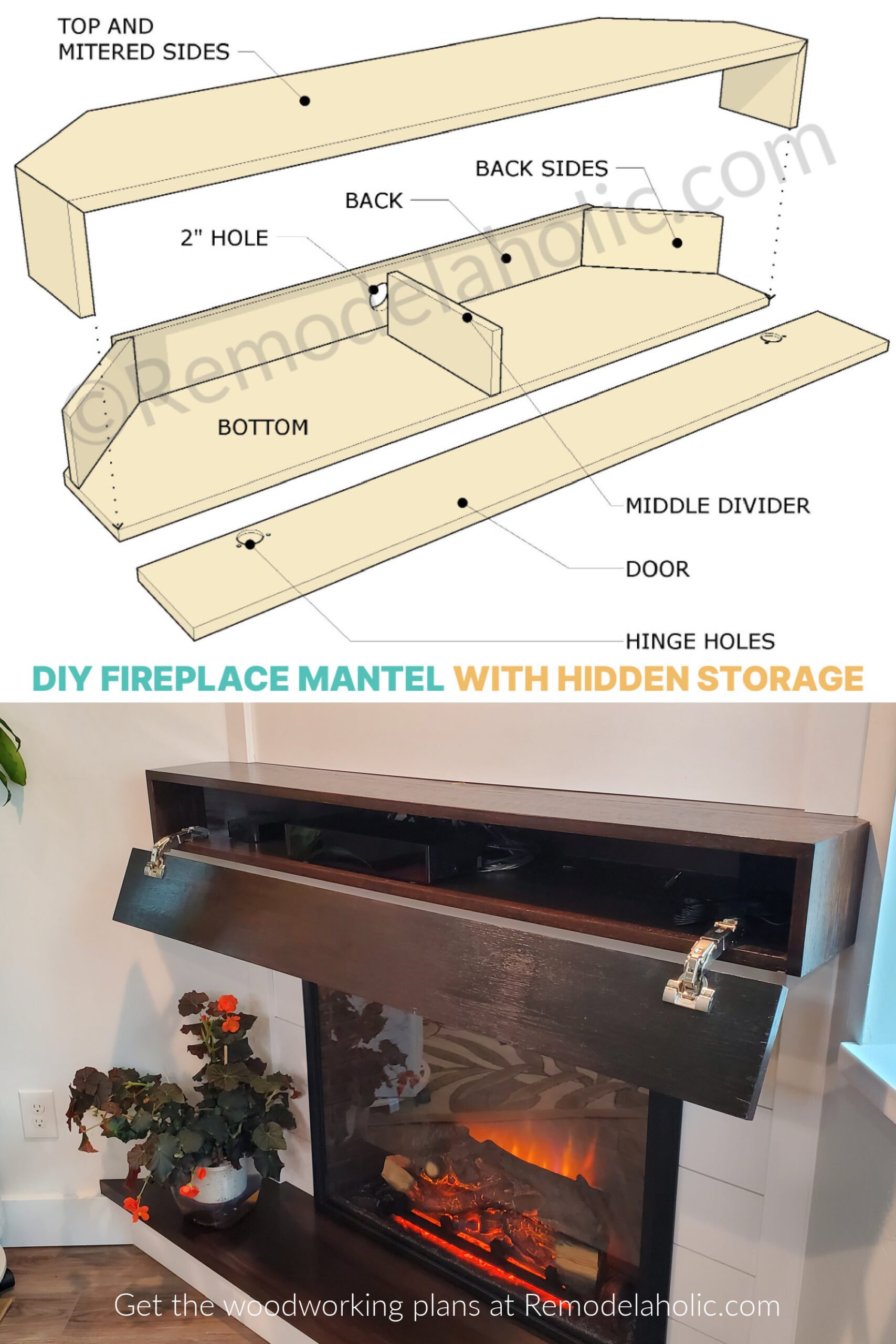 How to Build a DIY Corner Fireplace (Plus a Mantel with Hidden