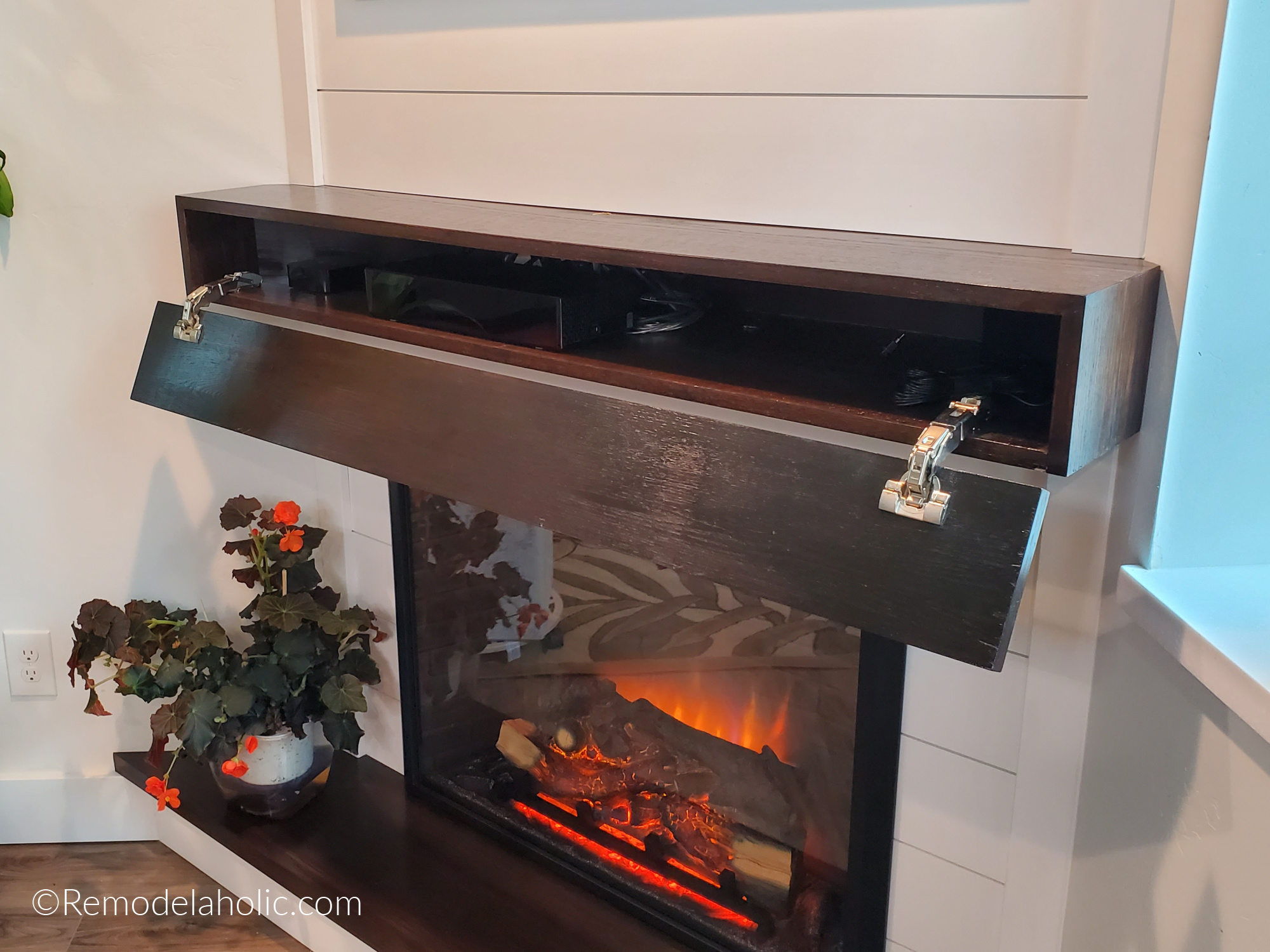 How To Build A Wood Mantel With Hidden Storage For A Corner Fireplace DIY, Remodelaholic