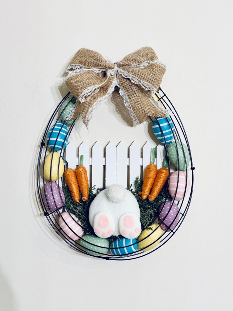 Whimsical Dollar Tree Bunny Butt Easter Egg Wreath DIY | Remodelaholic