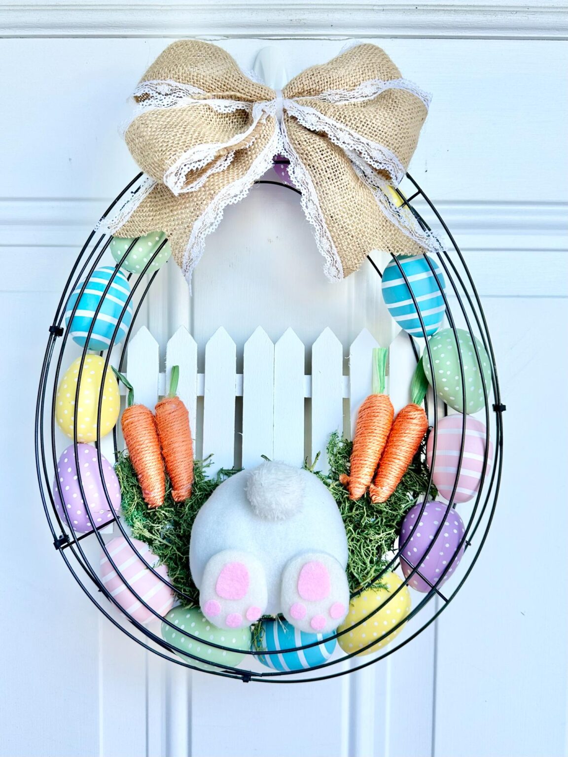 Whimsical Dollar Tree Bunny Butt Easter Egg Wreath DIY | Remodelaholic