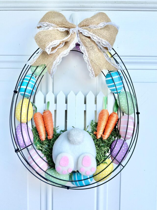 Whimsical Dollar Tree Bunny Butt Easter Egg Wreath DIY | Remodelaholic