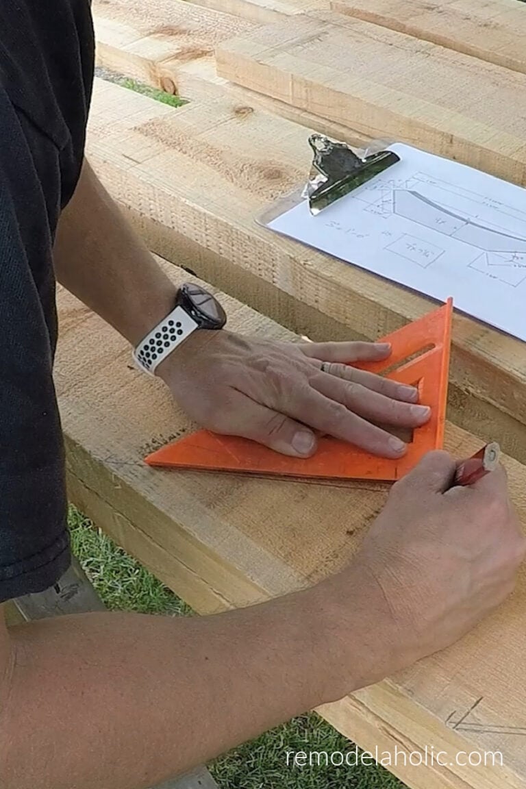 DIY Arbor Swing How to Cut DIY Wood Braces for Pergola Support