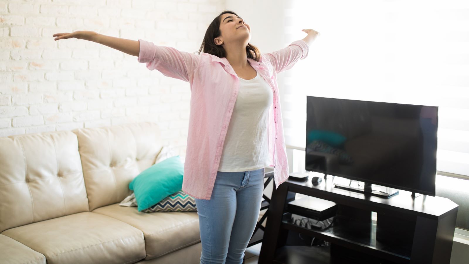 Home Woman Raising Hands