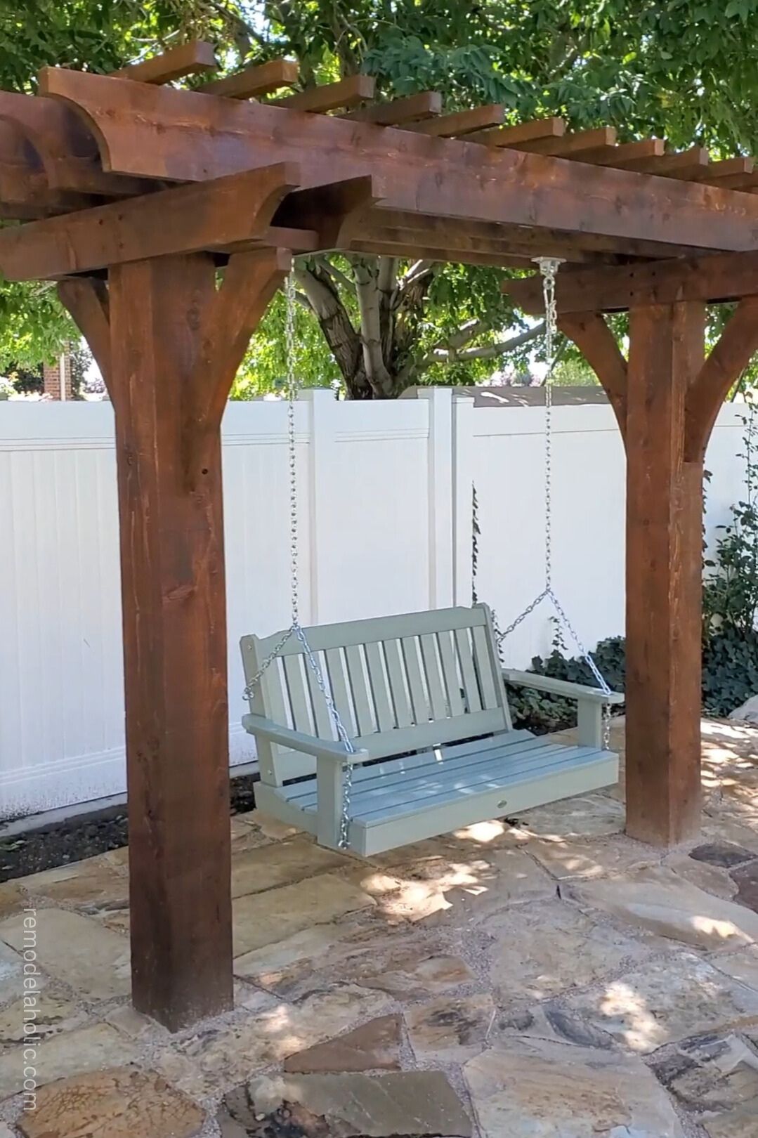 Custom Arbor Swing With Flagstone Patio, Remodelaholic Construction Services